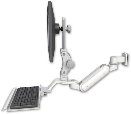 [UL180IP-W5-KU12] AccessMount™ Inverted Ultra 180 Arm with Paralink monitor mount 3.5" wall mount and a 12" keyboard tray