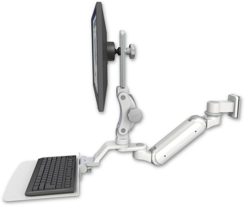 [UL180IP-W5-KU12F] AccessMount™ Inverted Ultra 180 Arm with Paralink monitor mount 3.5" wall mount and a 12" flat keyboard tray