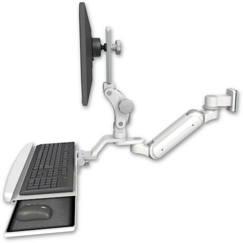 [UL180IP-W5-KUB] AccessMount™ Inverted Ultra 180 Arm with Paralink monitor mount 3.5" wall mount and a wrist-rest keyboard tray