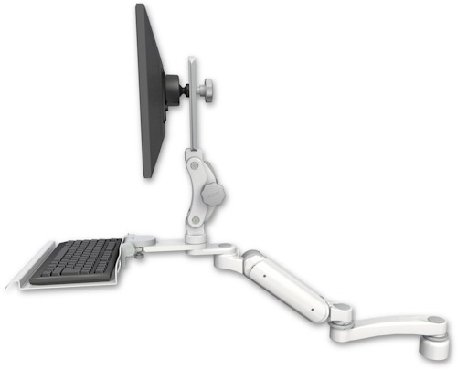 [UL180P-D1-KD12-A1] AccessMount™ Ultra 180 Arm with Paralink monitor mount desk mount, a 1" riser, a 12" keyboard tray, and an 11" arm