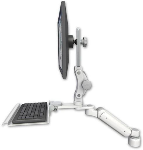 [UL180P-D1-KD12] AccessMount™ Ultra 180 Arm with Paralink monitor mount desk mount, a 1" riser, and a 12" keyboard tray