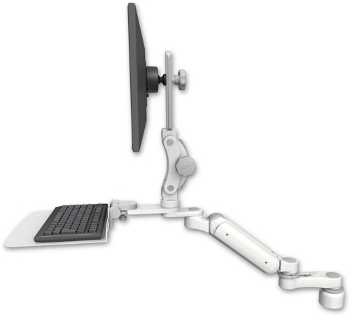 [UL180P-D1-KD12F-AS1] AccessMount™ Ultra 180 Arm with Paralink monitor mount desk mount, a 1" riser, a 12" flat keyboard tray, and an 6" arm