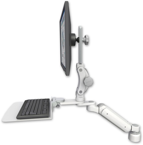 [UL180P-D1-KD12F] AccessMount™ Ultra 180 Arm with Paralink monitor mount desk mount, a 1" riser, and a 12" flat keyboard tray