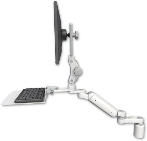 [UL180P-D3-KD12F-AS1] AccessMount™ Ultra 180 Arm with Paralink monitor mount desk mount, a 3" riser, a 12" flat keyboard tray, and an 6" arm