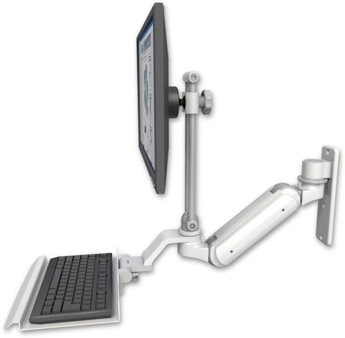 [UL180IHEV7-W3-KU12] AccessMount™ Inverted Ultra 180 Heavy Duty Arm with EV710 monitor mount wall mount and a 12" keyboard tray