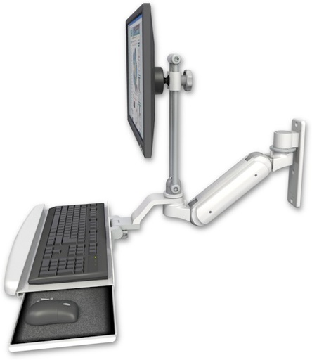 [UL180IHEV7-W3-KUB] AccessMount™ Inverted Ultra 180 Heavy Duty Arm with EV710 monitor mount wall mount and a wrist-rest keyboard tray