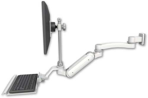 [UL180IHEV7-W5-KU12-A1] AccessMount™ Inverted Ultra 180 Heavy Duty Arm with EV710 monitor mount 3.5" wall mount, a 12" keyboard tray, and an 11" arm