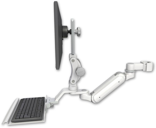 [UL180IHP-P2-KU12] AccessMount™ Inverted Ultra 180 Heavy Duty Arm with Paralink monitor mount mount for a 2" pole and a 12" keyboard tray
