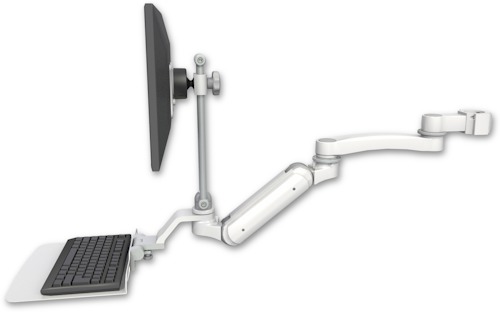 [UL180IEV7-P2-KU12F-A1] AccessMount™ Inverted Ultra 180 Arm with EV710 monitor mount mount for a 2" pole, a 12" flat keyboard tray, and an 11" arm