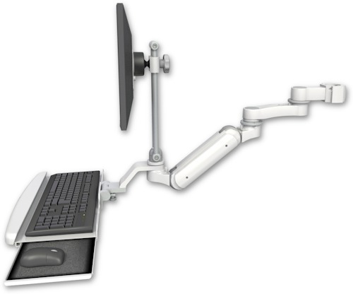 [UL180IEV7-P2-KUB-AS1] AccessMount™ Inverted Ultra 180 Arm with EV710 monitor mount mount for a 2" pole, a wrist-rest keyboard tray, and an 6" arm