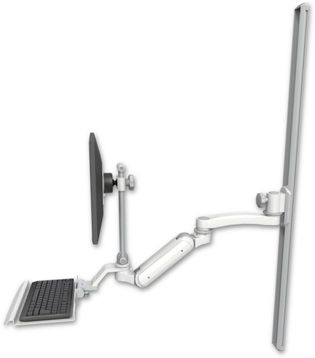 [UL180IEV7-T50-KU12-A1] AccessMount™ Inverted Ultra 180 Arm with EV710 monitor mount mount on a 50" wall track slider, a 12" keyboard tray, and an 11" arm