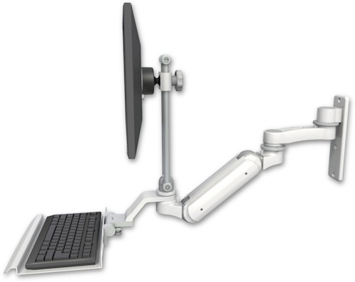 [UL180IEV7-W3-KU12-AS1] AccessMount™ Inverted Ultra 180 Arm with EV710 monitor mount wall mount, a 12" keyboard tray, and an 6" arm