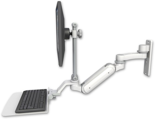 [UL180IEV7-W3-KU12F-AS1] AccessMount™ Inverted Ultra 180 Arm with EV710 monitor mount wall mount, a 12" flat keyboard tray, and an 6" arm