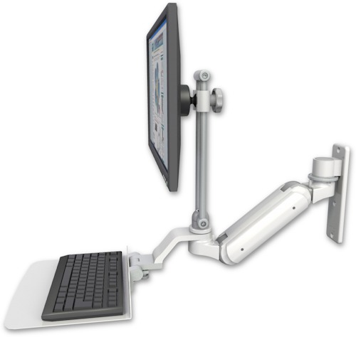 [UL180IEV7-W3-KU12F] AccessMount™ Inverted Ultra 180 Arm with EV710 monitor mount wall mount and a 12" flat keyboard tray
