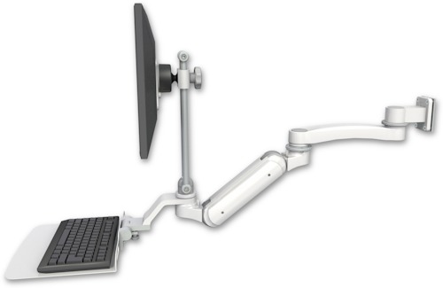 [UL180IEV7-W5-KU12F-A1] AccessMount™ Inverted Ultra 180 Arm with EV710 monitor mount 3.5" wall mount, a 12" flat keyboard tray, and an 11" arm