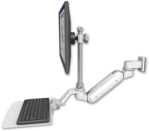 [UL180IEV7-W5-KU12F] AccessMount™ Inverted Ultra 180 Arm with EV710 monitor mount 3.5" wall mount and a 12" flat keyboard tray