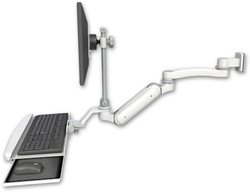 [UL180IEV7-W5-KUB-A1] AccessMount™ Inverted Ultra 180 Arm with EV710 monitor mount 3.5" wall mount, a wrist-rest keyboard tray, and an 11" arm