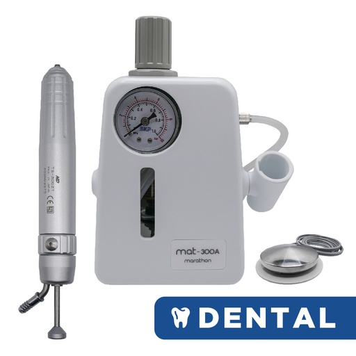 [300ZTCOMP] 300ZT AIR Set Includes Handpiece w/ Turbine, Foot Pedal, 
Pressure Gauge w/ Regulator, Hose, Fittings, Quick Disconnect