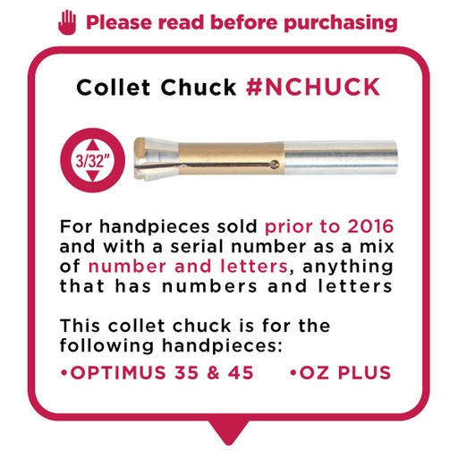 [NCHUCK] 3/32" Collet for Optimus/OZ Plus Handpieces – Old Style